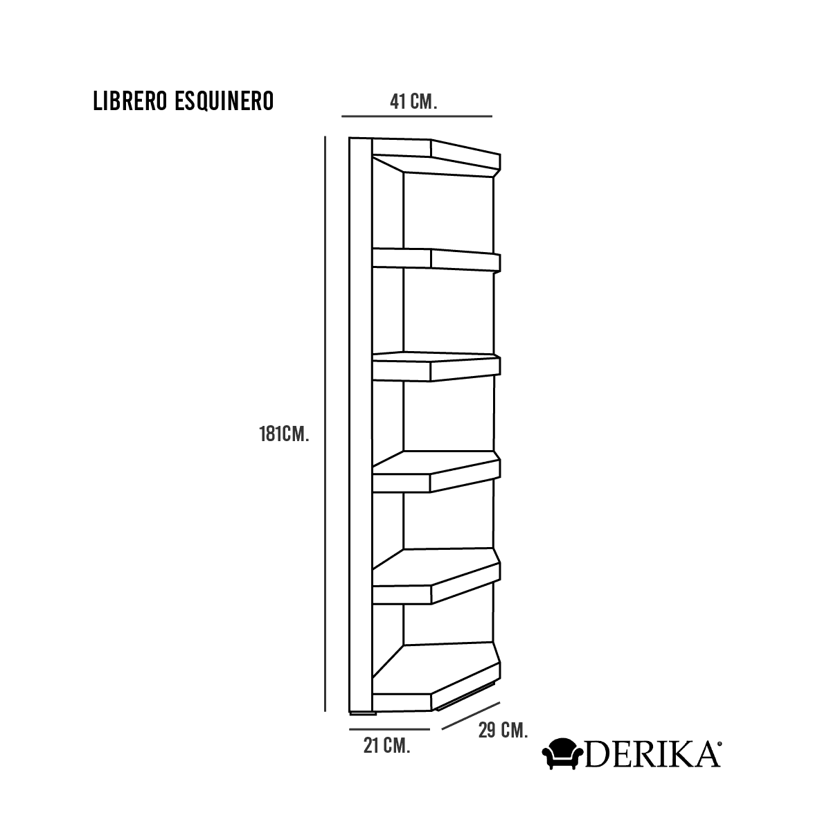 Librero esquinero Medida
