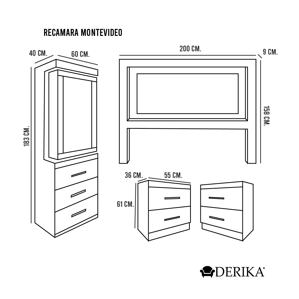 Recámara Montevideo MEdidas