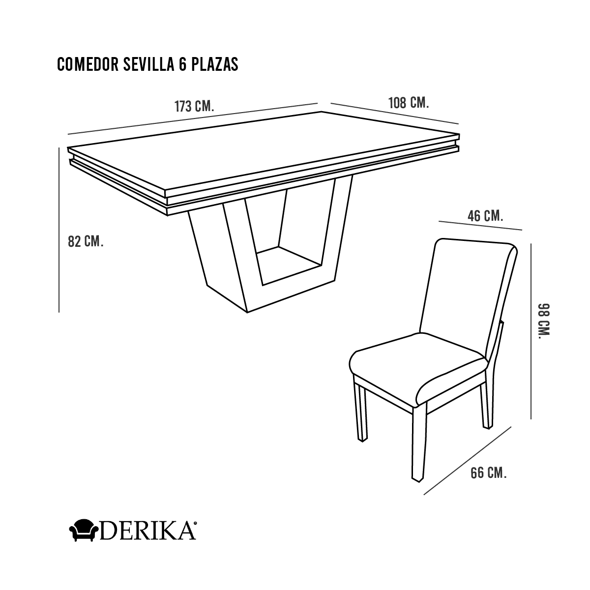 Comedor 6 sillas Sevilla Medidas