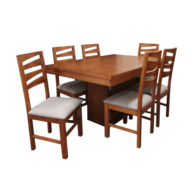 Antecomedor 6 Sillas Italia Chapa Nogal - Derika Muebles